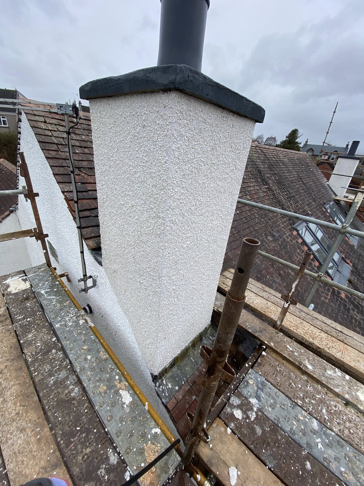 Roughcast chimney detail